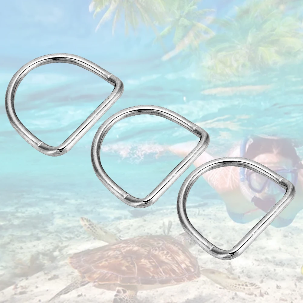 

3pcs Clasp Clip Durable Portable Bending Weight Belt Keeper Stainless Steel Diving Lightweight Accessories D Ring Underwater