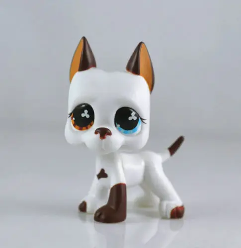 Rare Little Pet White & Brown Great Dane DOG Puppy Blue Eye lps #577