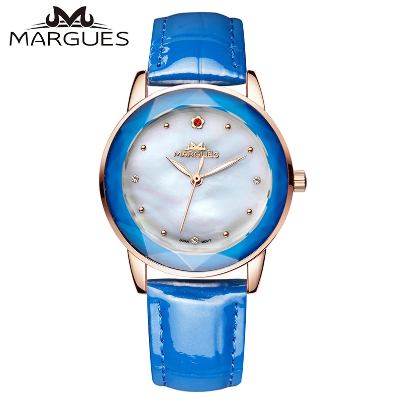 

Blue Woman Watch Jewelry Casual Waterproof Genuine Leather Strap Simple Dial Analog Display Wristwatch Relogio Feminino