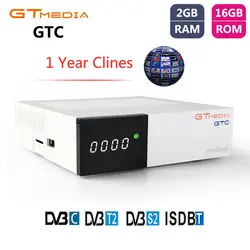 GTMEDIA GTC DVB-T2 DVB-S2 спутниковый ресивер Smart Android 6,0 ТВ BOX Amlogic S905D ISDB-T DVB-C ТВ Turner + 1 год Cccam рецепторов