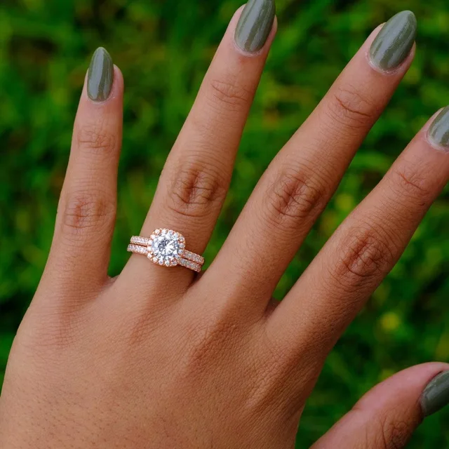 Exquisite 2 Carat Rose Gold Solitaire Wedding Rings 5a Engagement Exquisite 2 Carat Rose Gold Solitaire Wedding Rings 5a Engagement For Women Stackable Bridal Gifts
