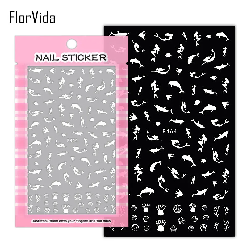 FlorVida F214-220 3D слайдер для ногтей золотые черные наклейки Переводные картинки с бабочками клейкий дизайн для маникюра Советы украшения для ногтей