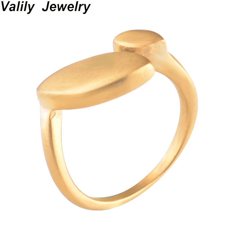 

EdgLifU Women's Simple Ring Gold Matte Round Band Rings Stainless Steel Geometric oval shape Ring for Female US SIZE 6-9