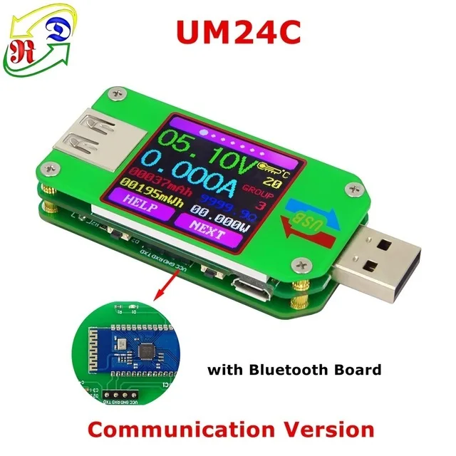 UM24 UM24C USB 2,0 цветной ЖК-тестер voltaje corriente meter voltimetro amperimetro bateria medida resistencia del cable - Цвет: UM24C