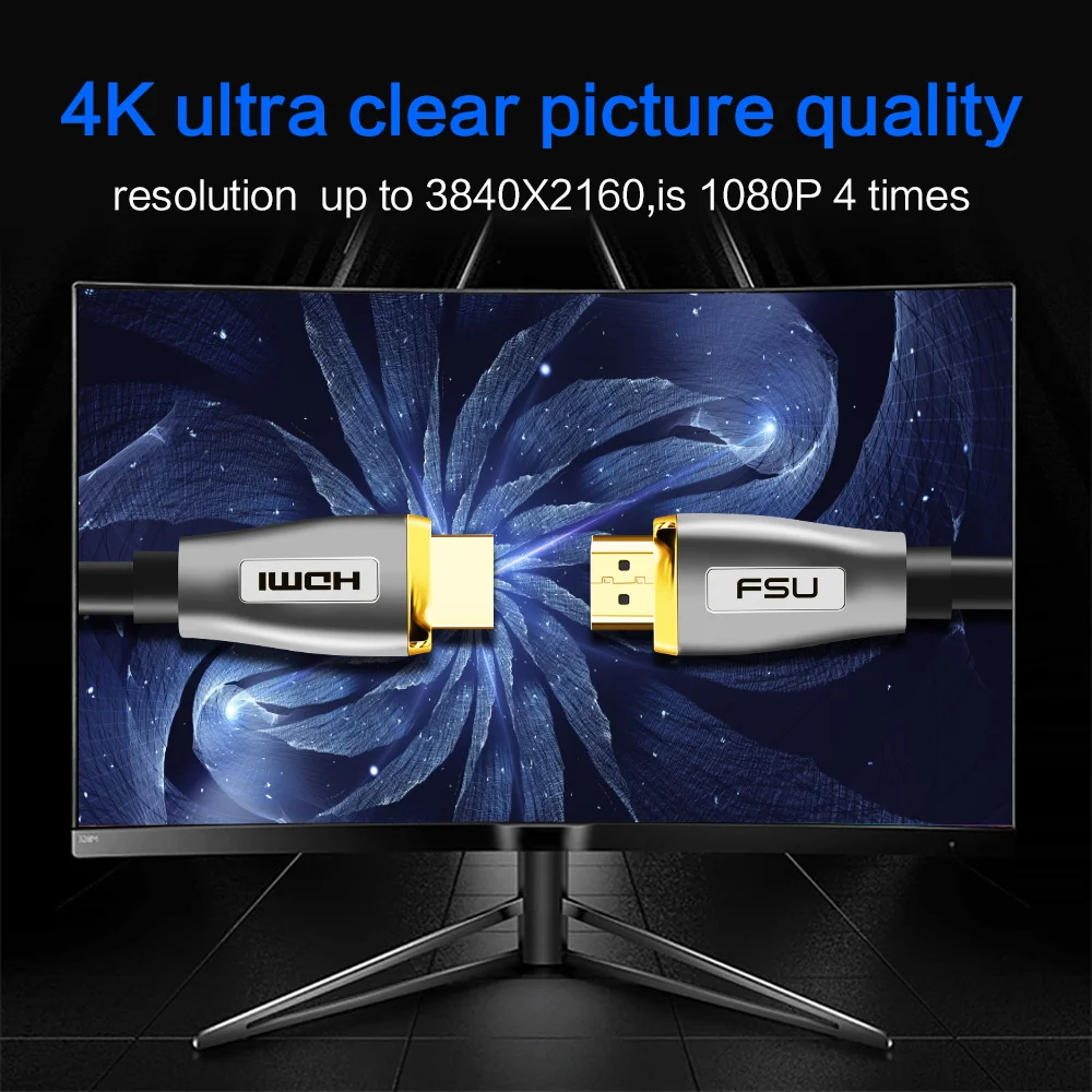 Кабель адаптер HDMI в 3D высокоскоростной кабель 4K с позолоченным разъемом 2 0 для