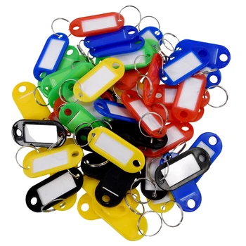 

50 Pcs Plastic Keychain Key Tags ID Label Name Tags Split Ring