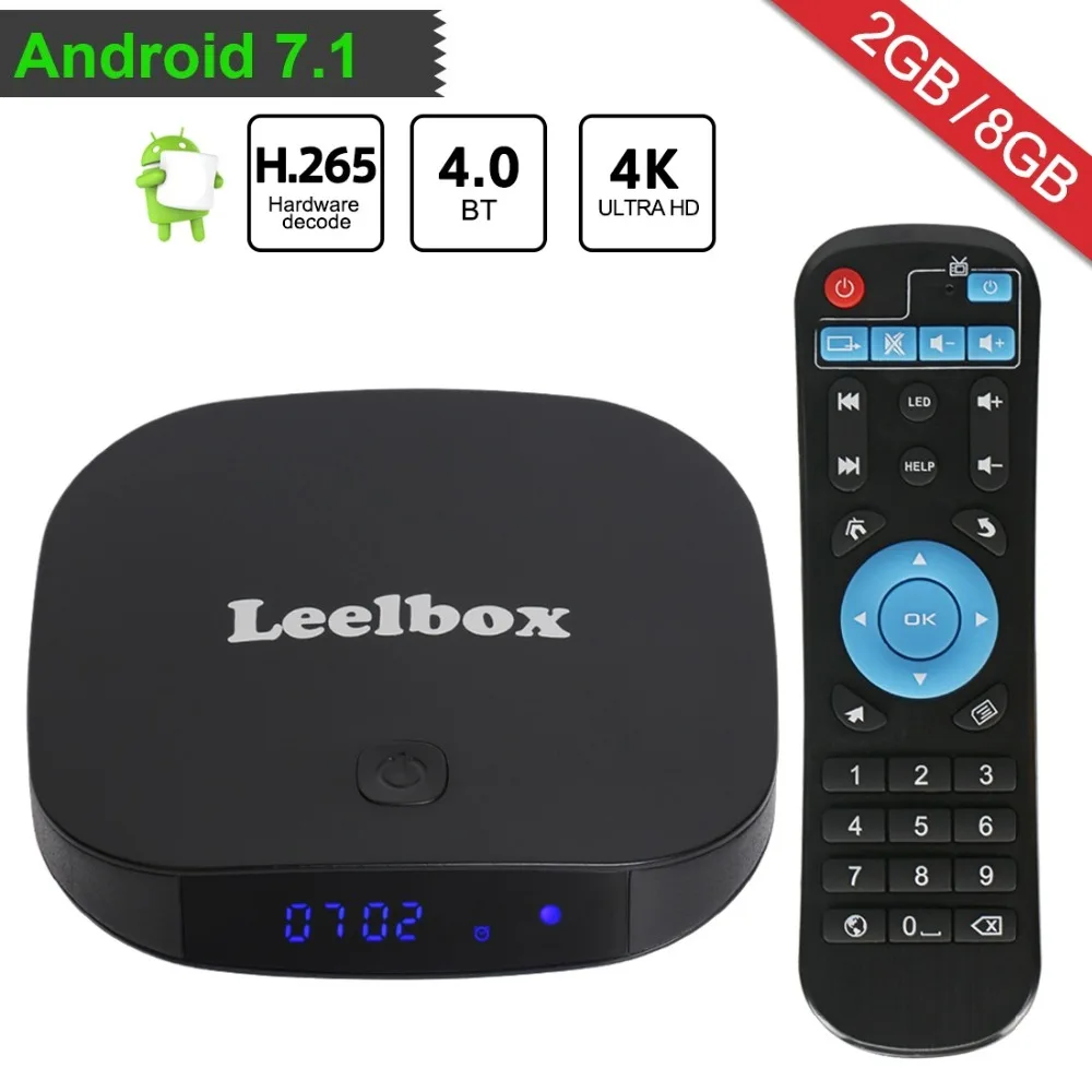 

2018 Newest Leelbox Q2 mini Android 7.1 TV Box 2GB+8GB with BT 4.0 Supporting 4K (60Hz) Full HD/H.265/WiFi Media TV Box