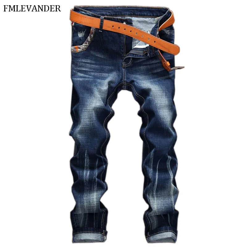 

Plus Size 38 Vintage Washed Hip Hop Streetwear Denim Jeans Straight Pants Stretch Denim Jeans Men