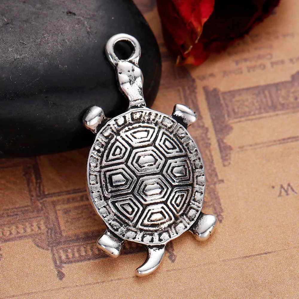 

DoreenBeads Ocean Jewelry Zinc Based Alloy Antique Silver Boho Pendants Tortoise DIY Components 35mm x 18mm( 6/8"), 10 PCs