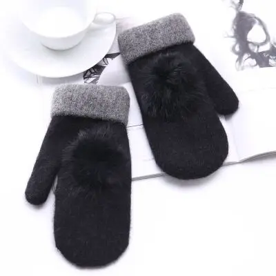 SUOGRY 1 пара, модные женские утепленные вязаные перчатки, вязаные шерстяные перчатки без пальцев, вязаные перчатки, зимние варежки - Цвет: black