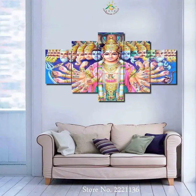 3 4 5 Pieces Lord Vishnu Canvas Printed Painting Home Wall Decor 3 4 5 Pieces Lord Vishnu Canvas Printed Painting Home Wall Decor Prints