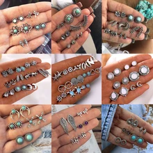 2020, pendientes bohemios Vintage de aleación dorada, conjunto para mujeres, niñas, mapa, Corazón, Cruz, colgante geométrico, pendiente, joyería de regalo