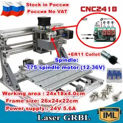 [Россия/доставка ЕС] 3 оси 2418 + ER11 цанговый GRBL ЧПУ Управление DIY Pcb ПВХ лазерного фрезерный станок резьба гравер