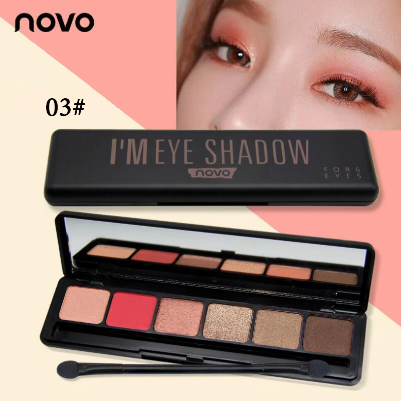 

NOVO Light and shadow clever Six Color Eye Shadow Palette With Diamond particles Multi-style Makeup Eye Enhancer Hight Quality