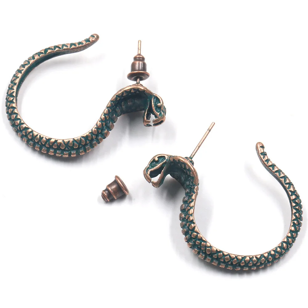 Новые готические племенные серьги-гвоздики в виде змеи для женщин и мужчин панк винтажные минималистичные персональные преувеличенные серьги-гвоздики