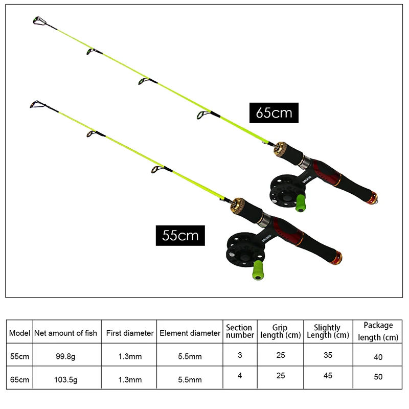 55 см 65 см ледяная Рыбалка Rob и спиннинговое колесо Набор для зимней рыбалки портативный плот Rob рыболовные снасти