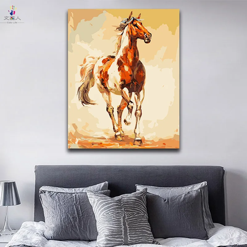 86035 horse 1 Diy цифровой картины абстрактный Творческий цветок лошадь картины Рисунок краски по номерам с наборы ручной работы для современный hoom Декор - Цвет: 86035 horse 1