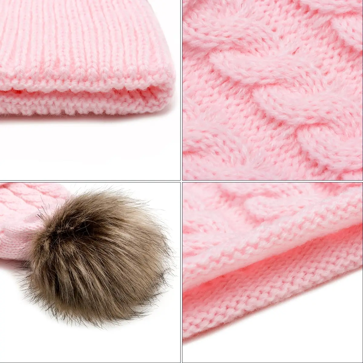 Зимняя шапка набор для шапка Девочки Мальчики шарф набор зима теплый мех мяч шапки шарф дети вязаная шапка теплый комплект 0-2 лет