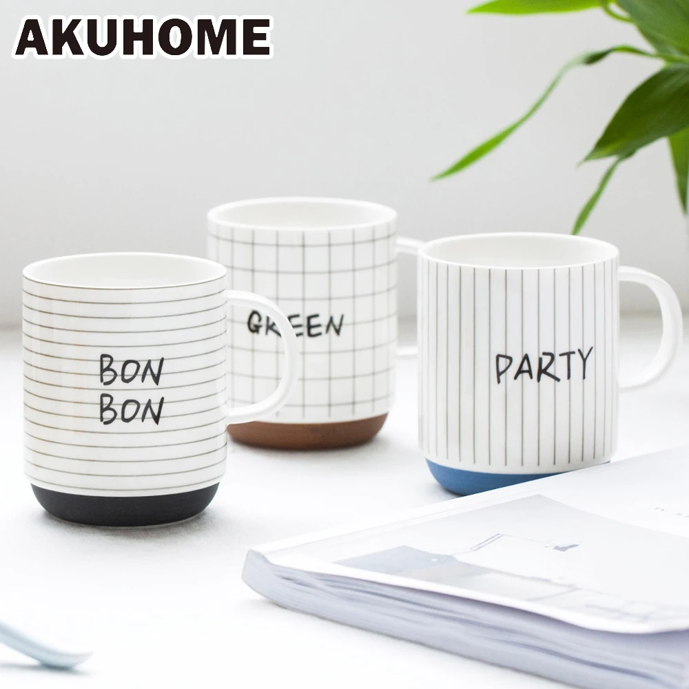 AKUHOME Ceramic Coffee Mug Milk Tea Gift Handle White