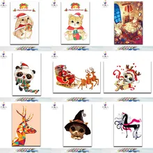 DIY цветные картинки по номерам с цветами Рождественский Новогодний подарок Санта-Клаус Картина Рисунок Живопись по номерам в рамке