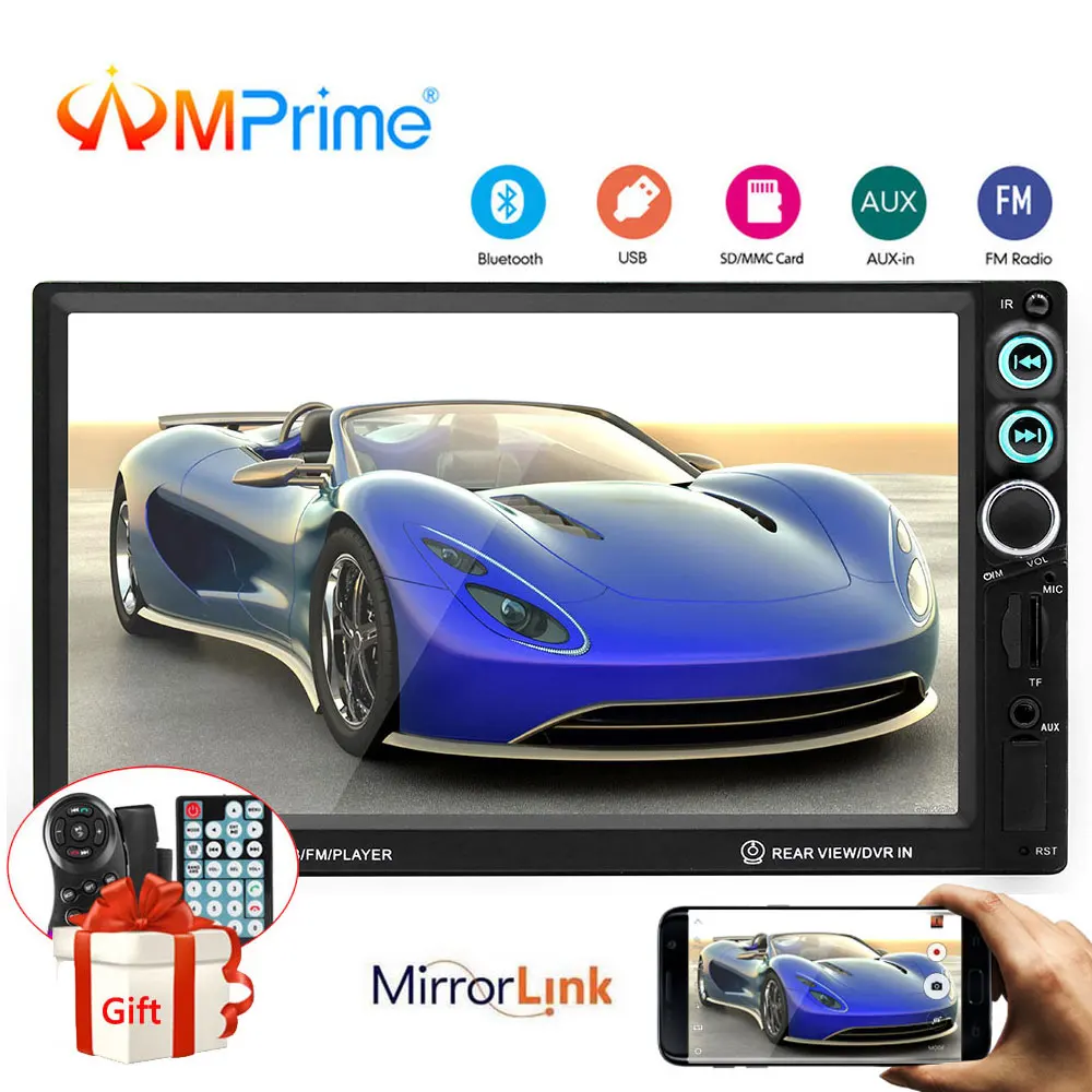 

AMPrime 2 Din Car Radio Mp5 Multimedia Player 2din 7" Bluetooth FM Autoradio Touch Screen Reverse Image Mirror link Auto audio