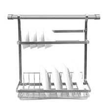 304 нержавеющая сталь двойная стойка для посуды сушилка кухонные стеллажи получить чашу и плиты принадлежности Lu5162