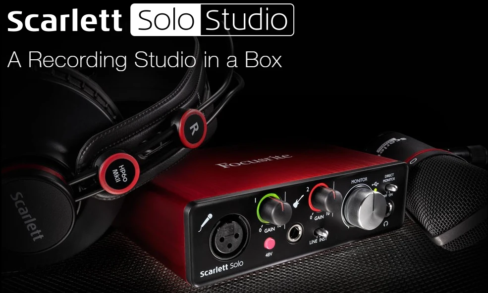 Оригинальный Focusrite Scarlett Solo Studio (2nd gen) USB звуковая карта usb аудио интерфейс + cm25