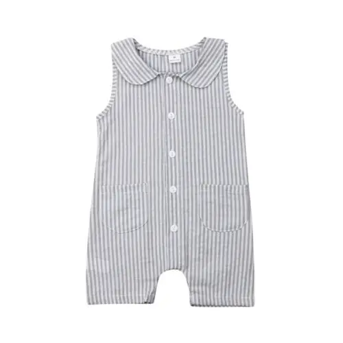 

Summer Baby Girl Boys Striped Romper Clothes Jumpsuit Outfit Toddler Kids V-Neck Rompers Sunsuit Playsuit Overalls Clothing