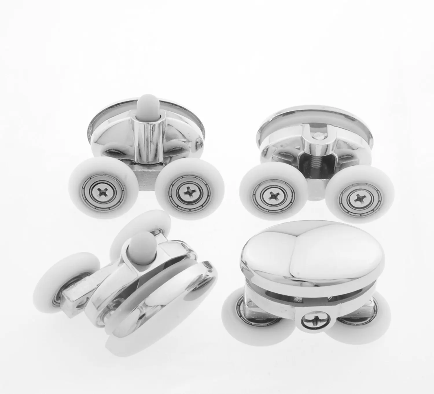 

Set of 4 Double Butterfly Shower Door ROLLERS /Runners /Wheels 23mm diameter