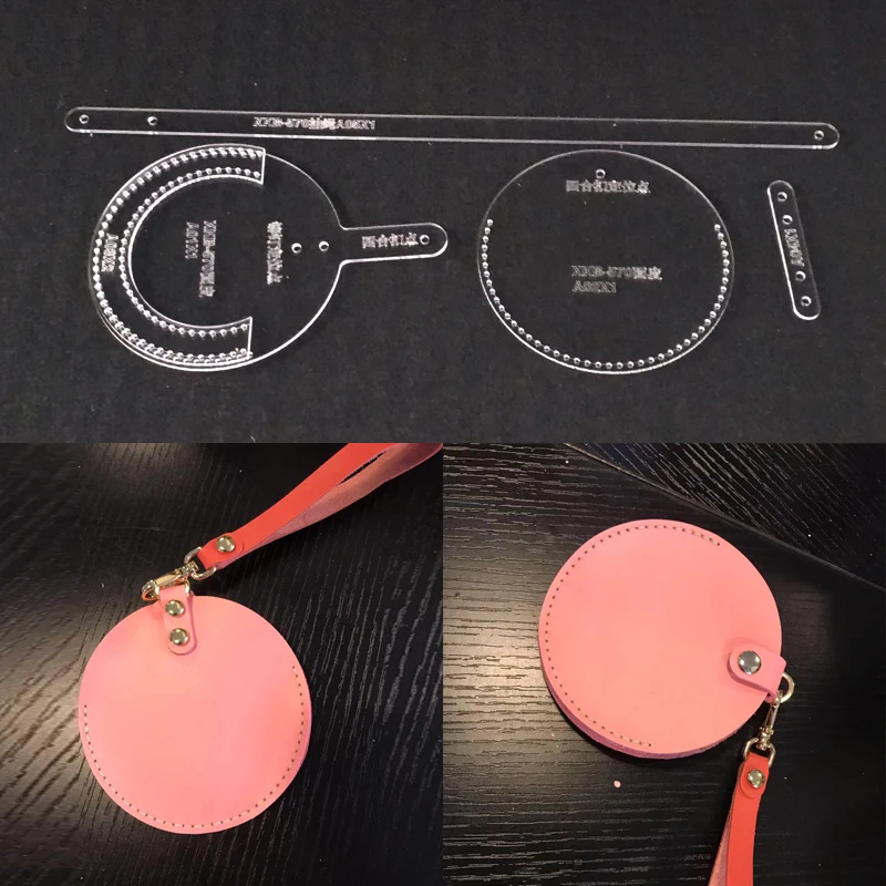 

Acrylic Stencil Laser Cut Template DIY Leather Handmade Craft Coin purse Sewing Pattern 100x100mm