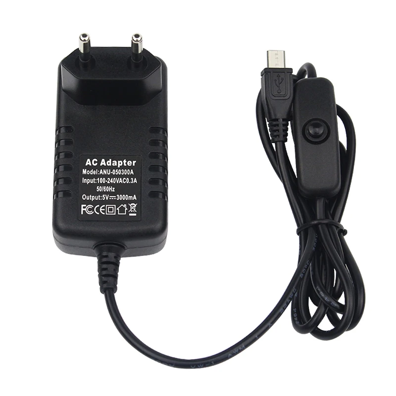 Raspberry pi 5v 3a Fonte de Alimentação com Botão Interruptor Adaptador de Alimentação Porta Micro Usb Laranja pi Zero w Lts - Imagem 3