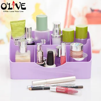 

Plastic Cosmetics Organizer Makeup Storage Box With Compartments Make Up Holder Multi-function Storage Containers Small Things