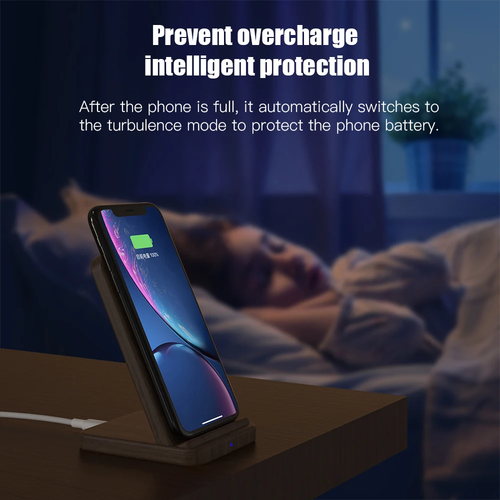 KEYSION 10 Вт Qi Быстрое беспроводное зарядное устройство для samsung S10 S9 S8 деревянная Беспроводная зарядная подставка для iPhone 11 Pro XR XS Max X 8 Plus