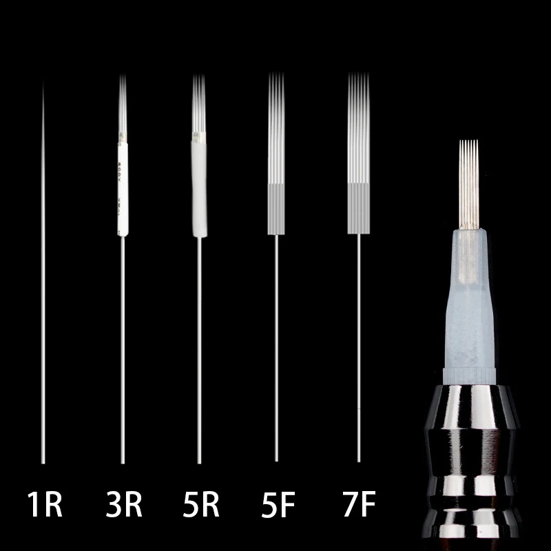

50Pcs 1R/3R/5R/5F/7F Microblading Needles Eyebrow Needles Eyeliner Lips pins for Permanent Makeup professional stainless steel