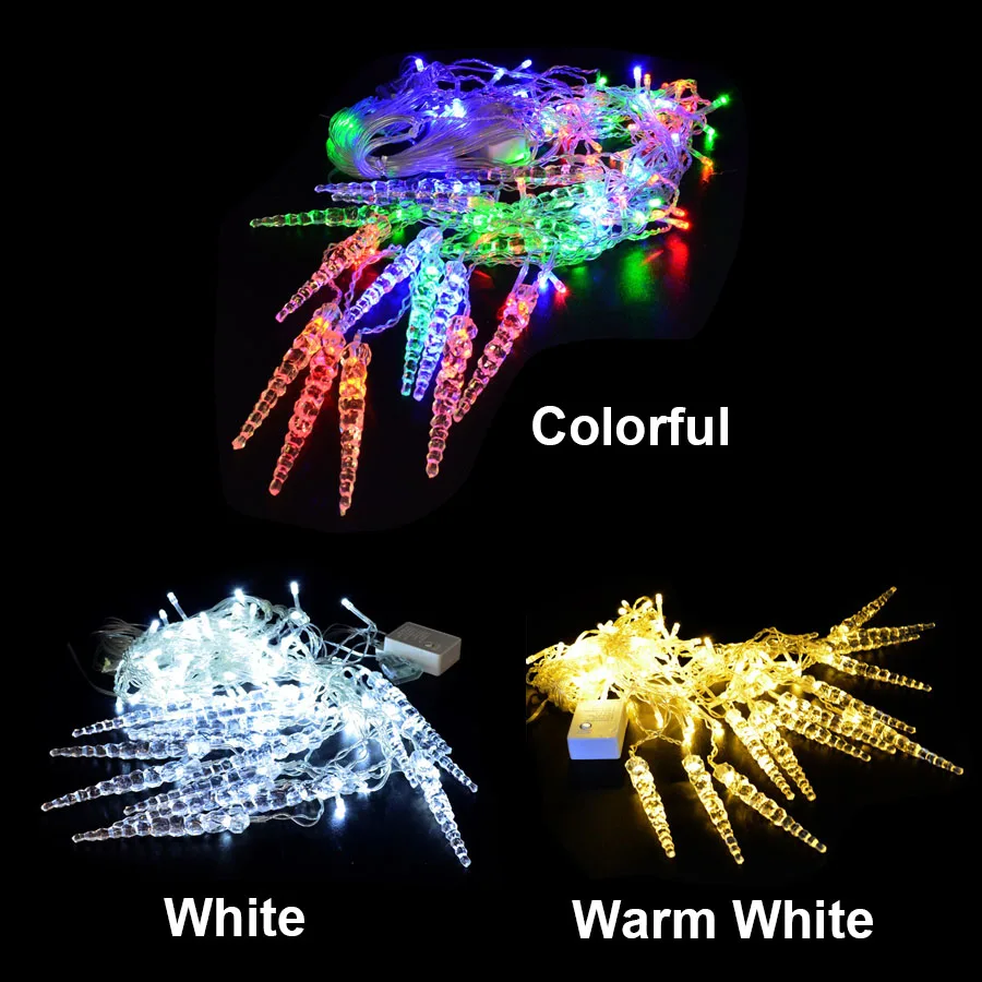 Праздничное освещение 96 Светодиодный занавес гирлянды сосулька сказочные Рождественские огни для дома украшения для рождественской вечеринки AC 220 В штепсельная вилка европейского стандарта
