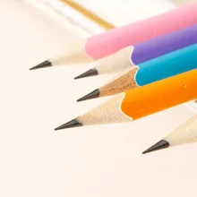 10 шт. сплошной цвет бревна HB карандаш треугольник резиновая головка письма Живопись Карандаш