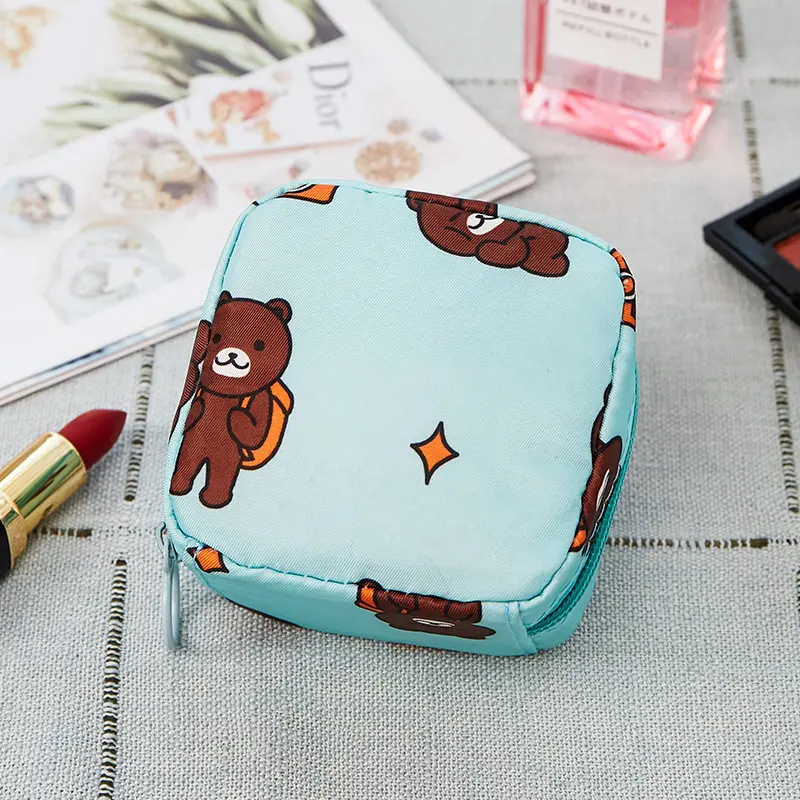 Small Bear Мини женская косметичка для хранения, Портативная сумка для хранения помады, косметичка, дорожный мешочек для косметики, гигиенические салфетки, посылка, Органайзер - Цвет: Small Bear
