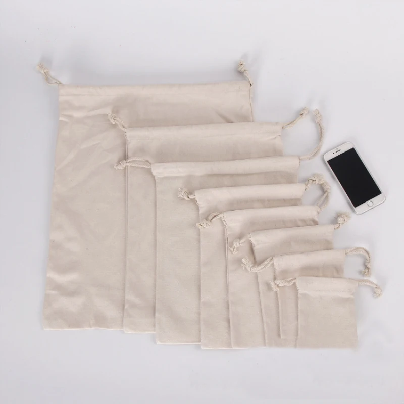 Calico Drawstring Bags Bulk Calico Bags Cotton Tote Bag Pack of 20pcs Canvas Drawstring Gift Bag