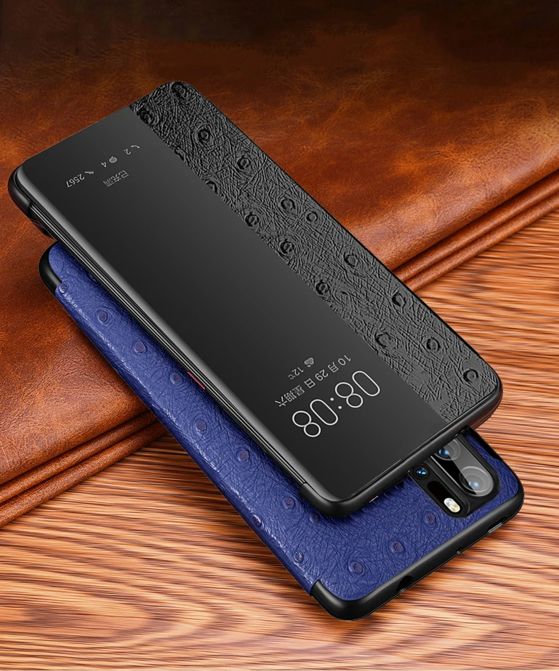 Чехол XOOMZ из натуральной кожи со страусиным крестом для huawei P30 Pro, роскошный умный авто флип-чехол для huawei P30/Pro, чехол для телефона
