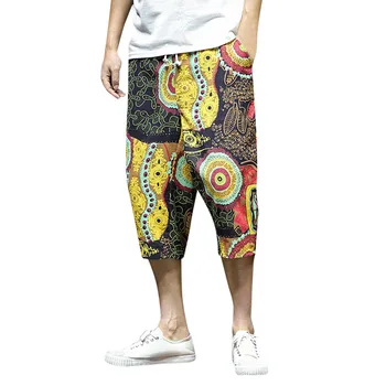 

Shorts Men Harem Wide Crotch Harem Cotton Casual Cotton Linen Wide-legged Bloomers Baggy Cropped Trousers spring summer c0429