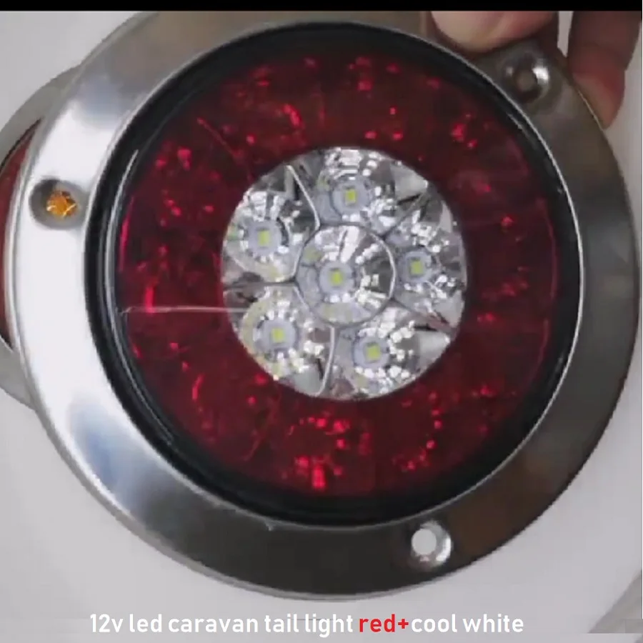 

3W 12v LED Truck Tail Lights Dual Color Round Brake Lamp,Vans, Lorry, Trailer,ATV,Off Road,RVs,Bus,Mobile Camper,red+cool white