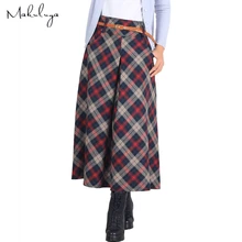 Makuluya Топ Мода осень зима женские юбки Грация искусство леди юбки Клетка Стиль Длинные юбки Теплые Бесплатные подарки SK-80-61 L6