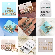 SHUANGR 4 пар/компл. Boho ипомея белая серьги-гвоздики с драгоценными камнями комплект Для женщин панк камень серьги Личность вечерние ювелирные изделия Brincos