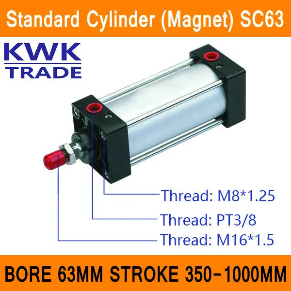 SC63 Standard Air Cylinders Valve Bore 63mm Strock 350mm to