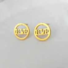 Rvs LIEFDE Oor Ringen Goud Kleur Charm Oorknopjes Voor Vrouw Hoge Kwaliteit Rvs Pendientes Hombre Sieraden(China)