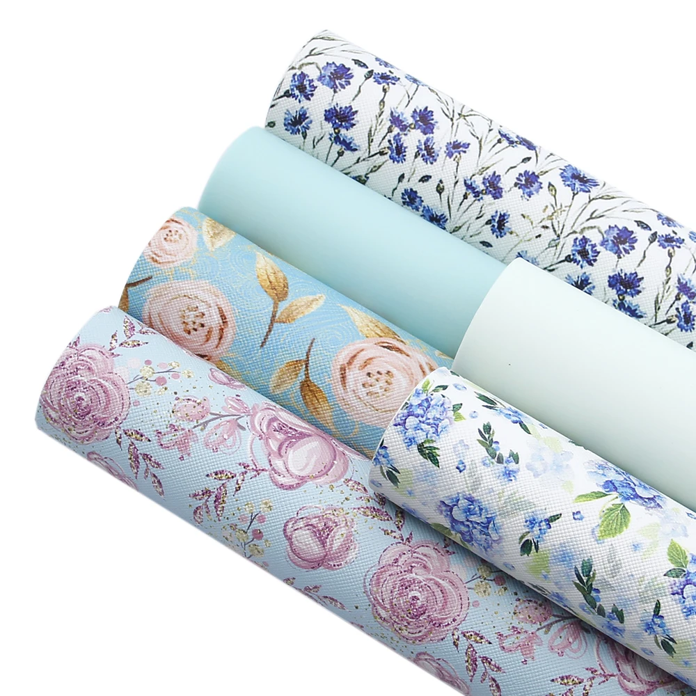 20*34cm 6PCS/Set Sunflower Leaves Synthetic Leather Set Faux Artificial Fabric DIY Sewing Garment HairBow Bag,1Yc7324