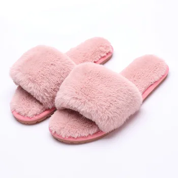 

Women Winter Slippers House Faux Fur Soft Fashion Female Slide Plush Slippers Fluffy Flip Flop Furry Mule Lady Shoes Indoor Warm