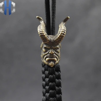 

Brass Knife Beads Pendant EDC Umbrella Rope Flashlight Pendant Horn Hell Baron Lanyard DIY Paracord Beads