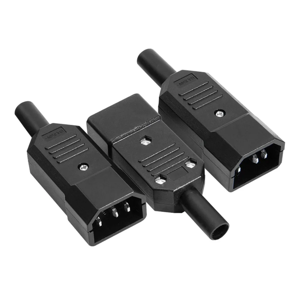 UXCELL 3Pcs AC250V 10A IEC320 C14 Male Plug 3 Prong Plug Adapters