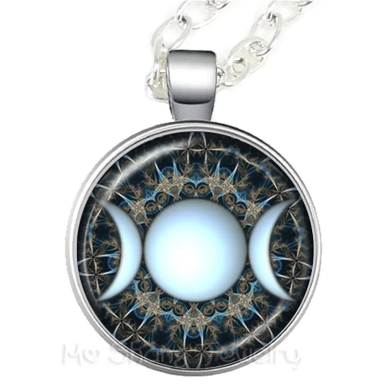 Moon Magick Black Photo Cabochon Glass Tibet Silver Locket Pendant Necklace